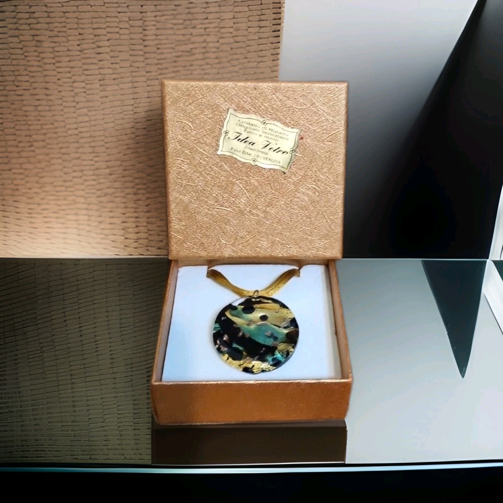Idea Vetro Necklace Handcrafted Signed Murano Glass Pendant Verona, Italy NIB