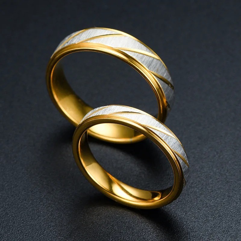 Men Women Rings Modern Stainless Steel Color Engagement Ring Wedding