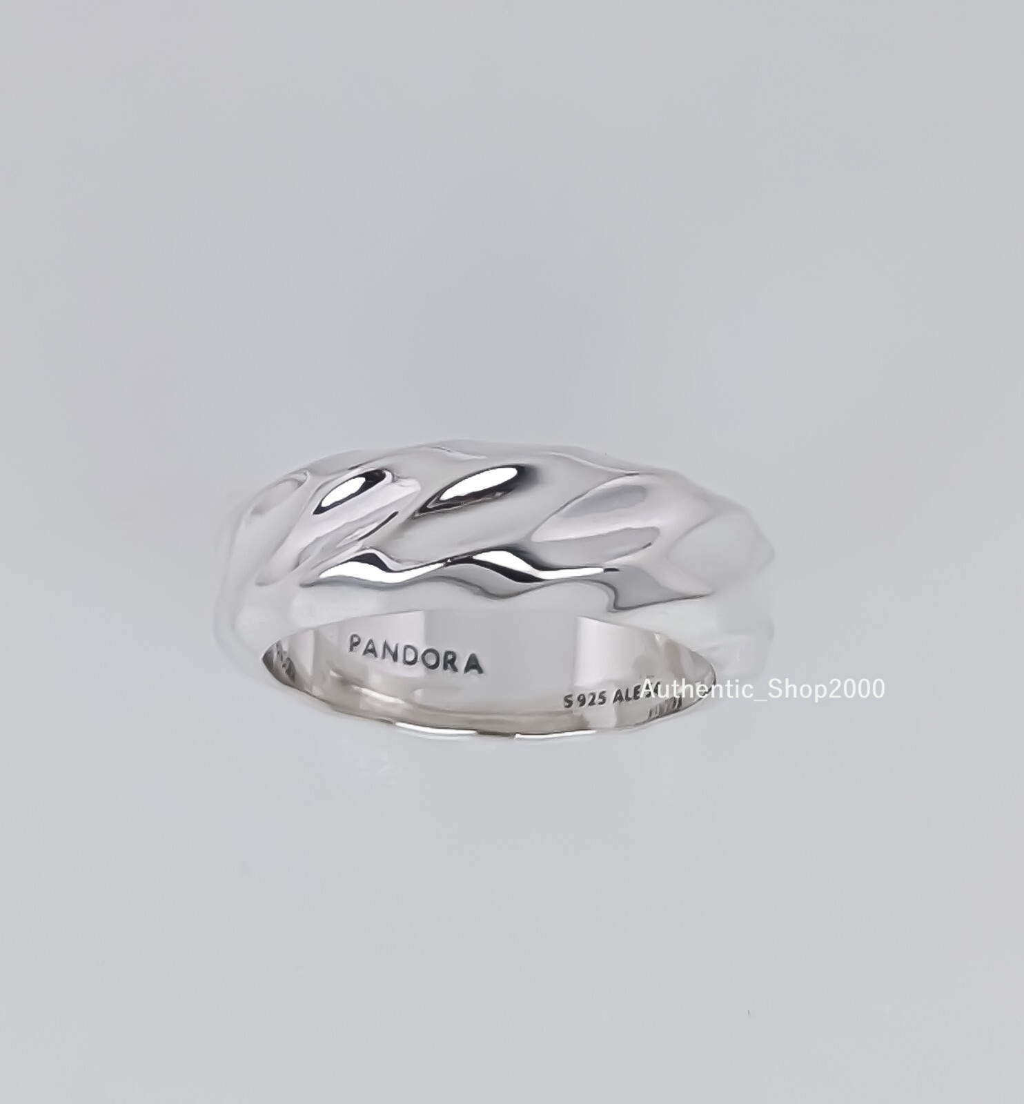 New 100% Authentic PANDORA Essence 925 Ale Wavy Rippled Wide Band Ring 193886C00