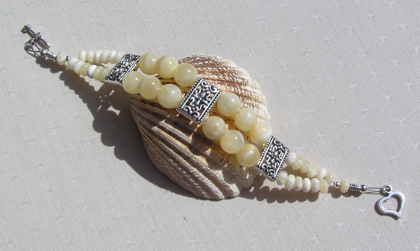 Honey Quartz & Yellow Aragonite Gemstone Beaded Bracelet “Ainslie” Free UK Post