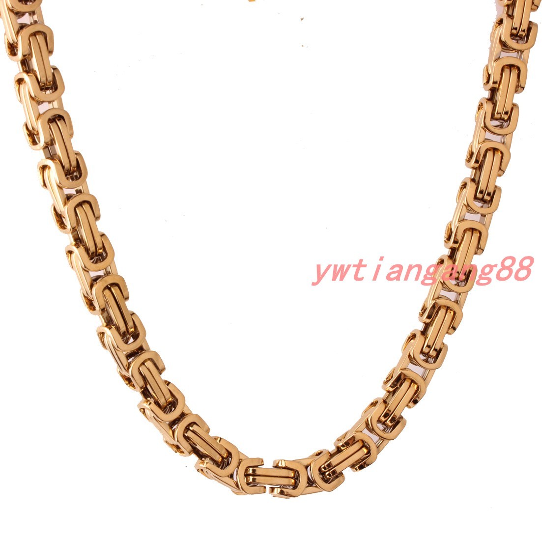 Men Chain Stainless Steel Silver/Gold/Black Tone Byzantine Box Necklace Bracelet