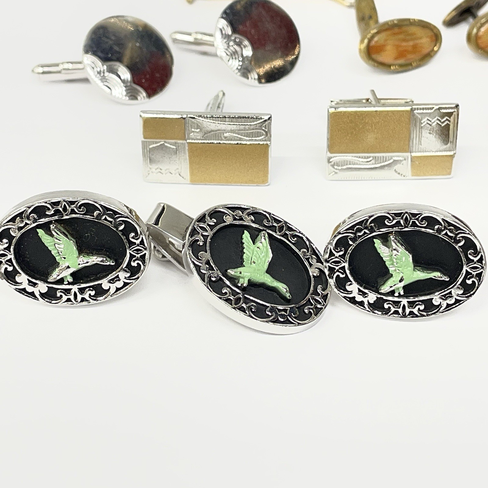 Vintage Mens Cufflinks Lot Tie Clip Money Clip Swank Kinney Art Deco Mid Century