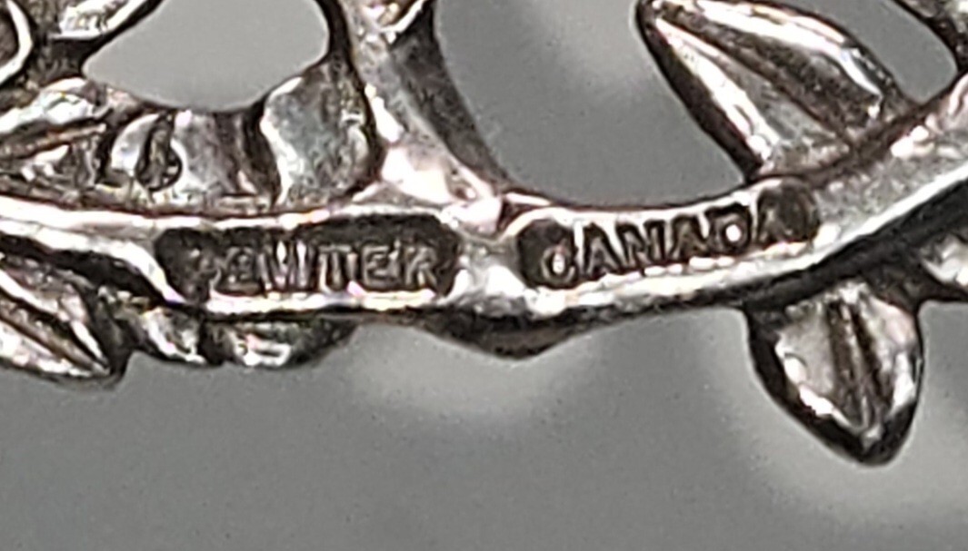 Seagull Pewter Canada Pendant Carved Two Birds and Dogwood Flowers 1990 Vintage