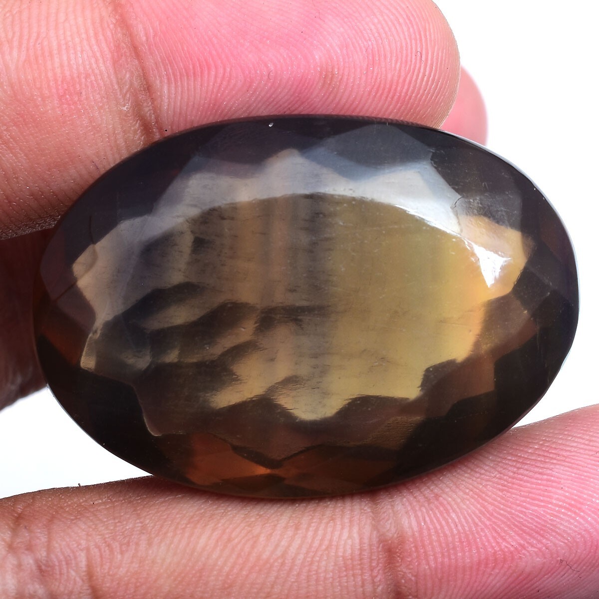 165 Cts Natural Designer Bi-Color Fluorite 41mm*28mm Faceted Cut Loose Gemstone
