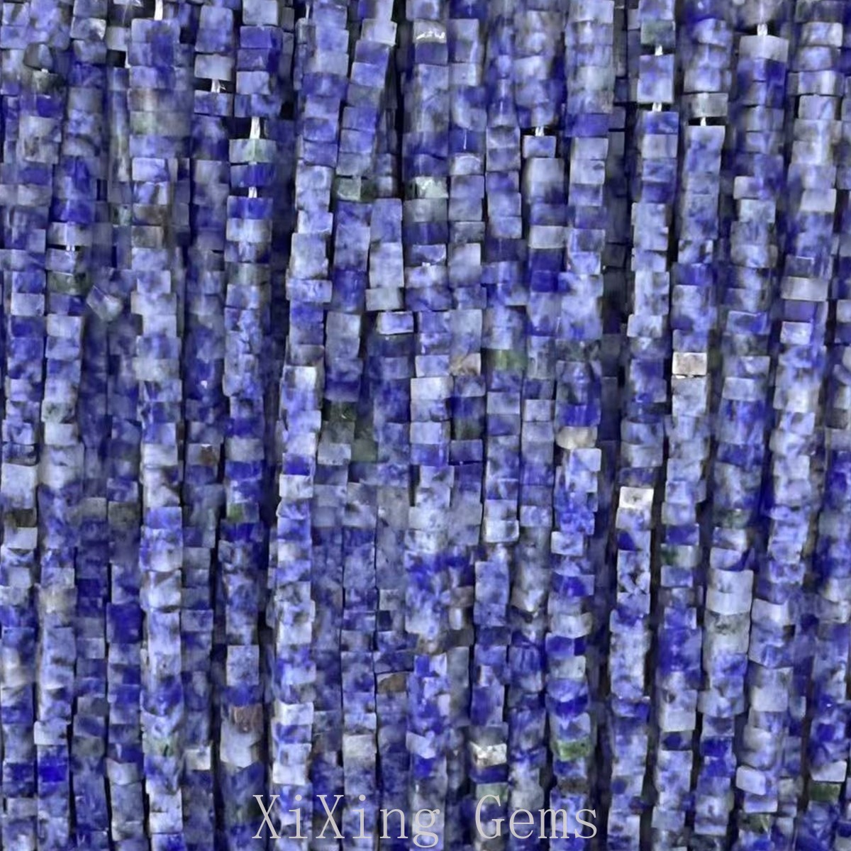 1x2mm Natural Blue Spot Jade Flat Square Disc Spacer Beads for Jewelry Making