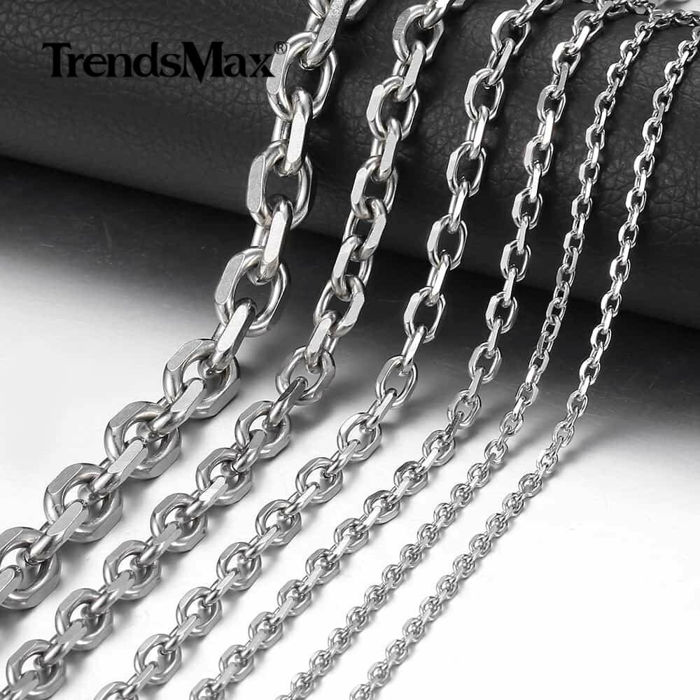 USA Stock 2/3/4MM Cable Rolo Stainless Steel Chain Necklace Men Choker 18-28″