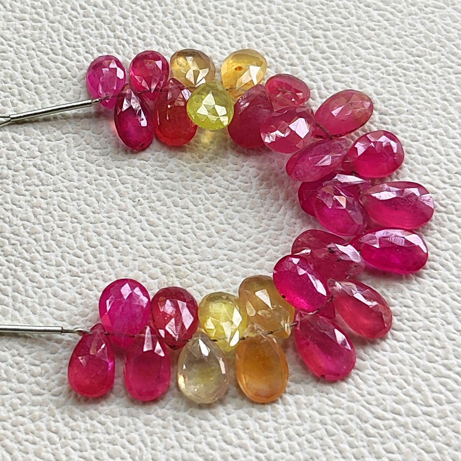 Sri Lanka Multi Sapphire 9×6-10x7mm Faceted Pear Shape Beads 4″ Strand Gemstone
