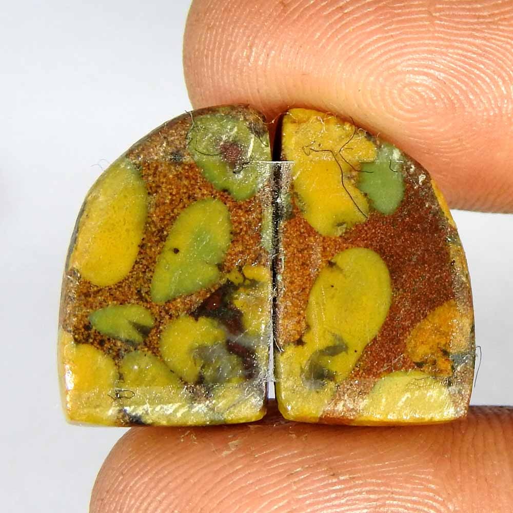 16.15Cts Natural Fruit Jasper matched 18x11x3 Fancy Pair Cabochon Gemstone