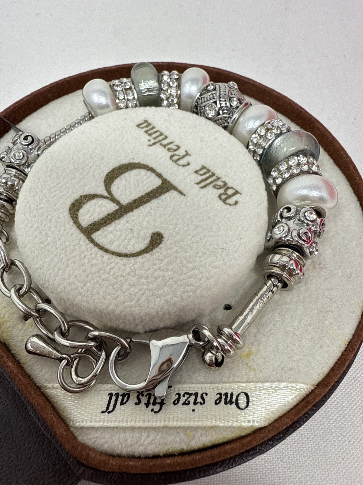Bella Perlina Stone Charm Bracelet Beads With Crystals New In Box W8