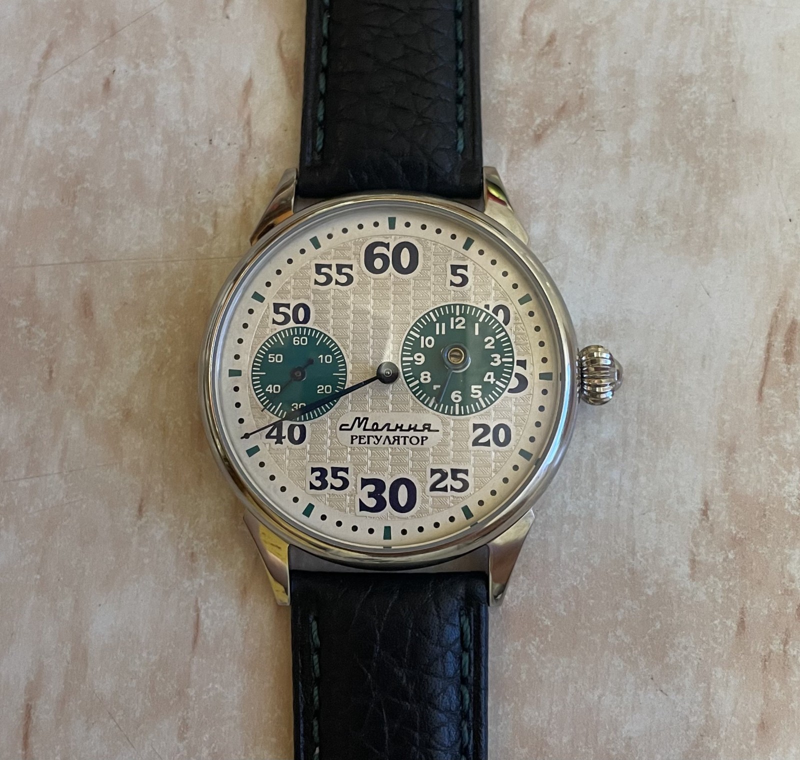 Vintage Molnija Regulator Soviet Beautiful Marriage Mechanical Watch Cal. 3602