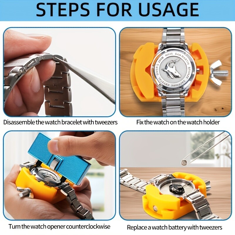 3in1Adjustable Rectangle Watch Back Case Cover Opener Remover Wrench Repair Tool