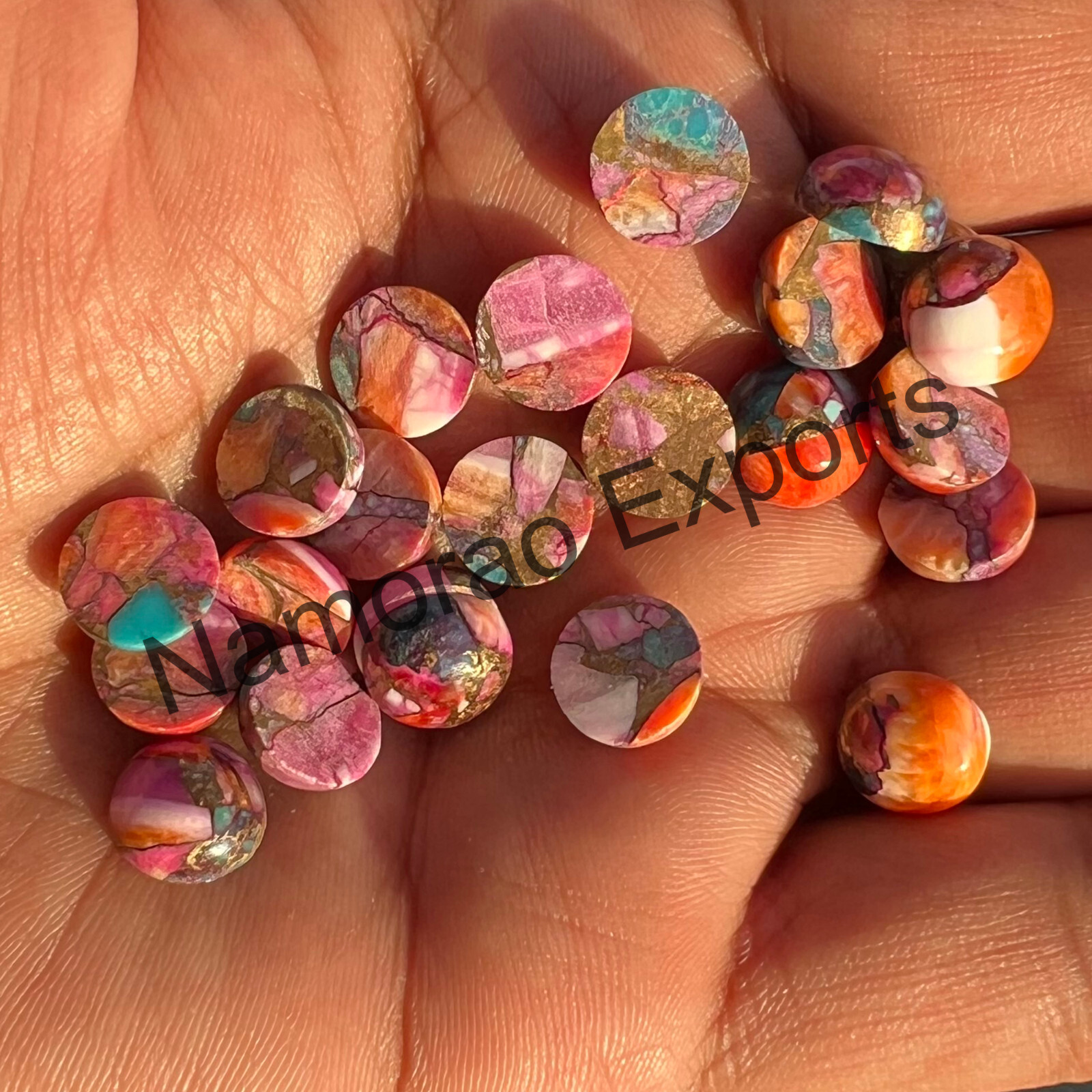 Pink Spiny Oyster Copper Turquoise Round 6 to 20 mm Cabochon Loose Gemstone Lot