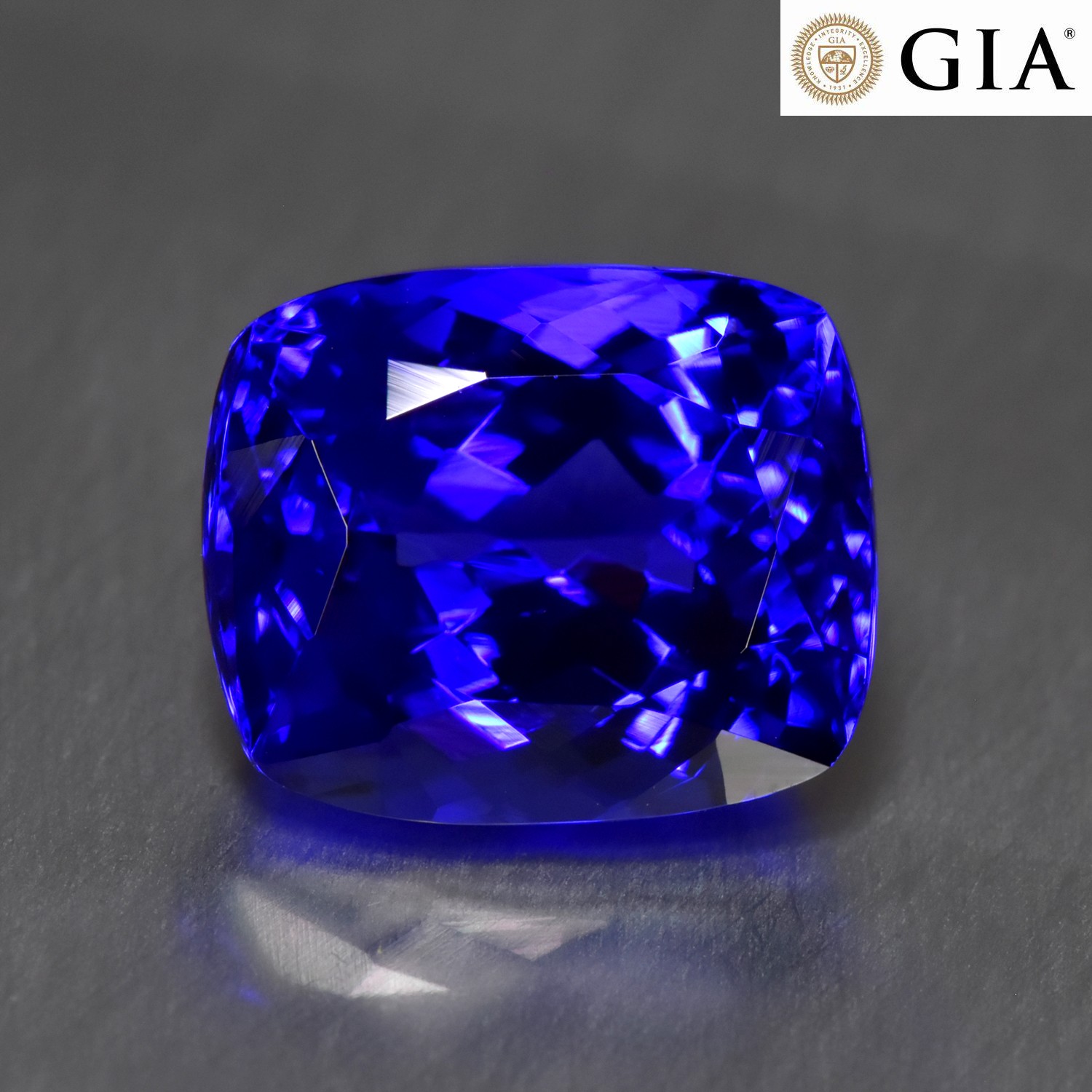 7.71Ct GIA Certified! Natural ‘D’ Block Tanzanite _ Cushion Loose Gemstone