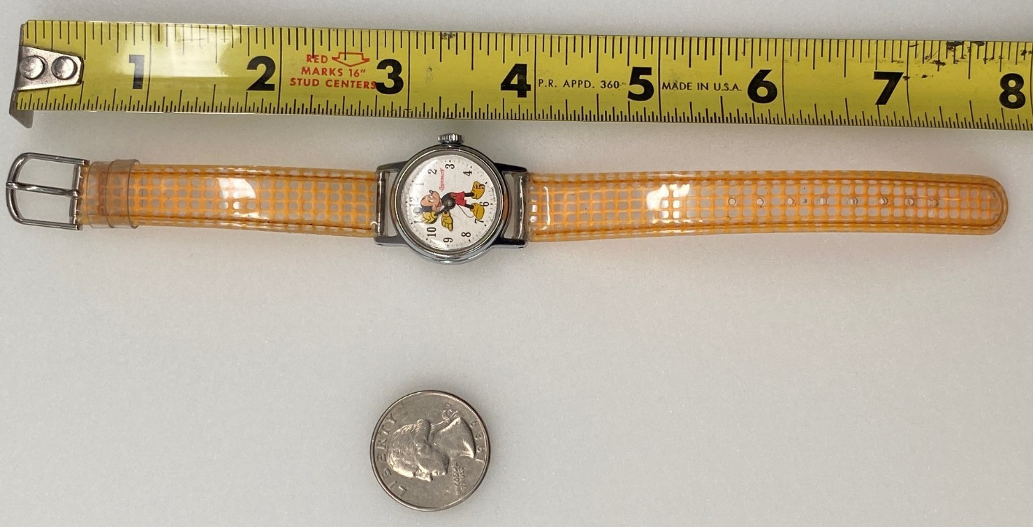 Vintage Ingersoll Mickey Mouse Mechanical Wind Up Watch Runs Great
