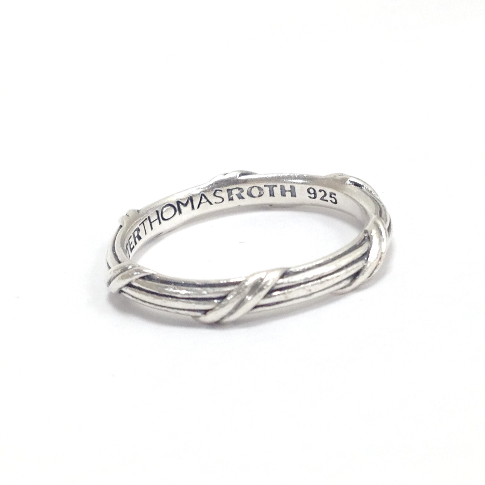 Peter Thomas Roth Sterling Silver Ribbon & Reed 3.5mm Signature Band Ring Sz 10