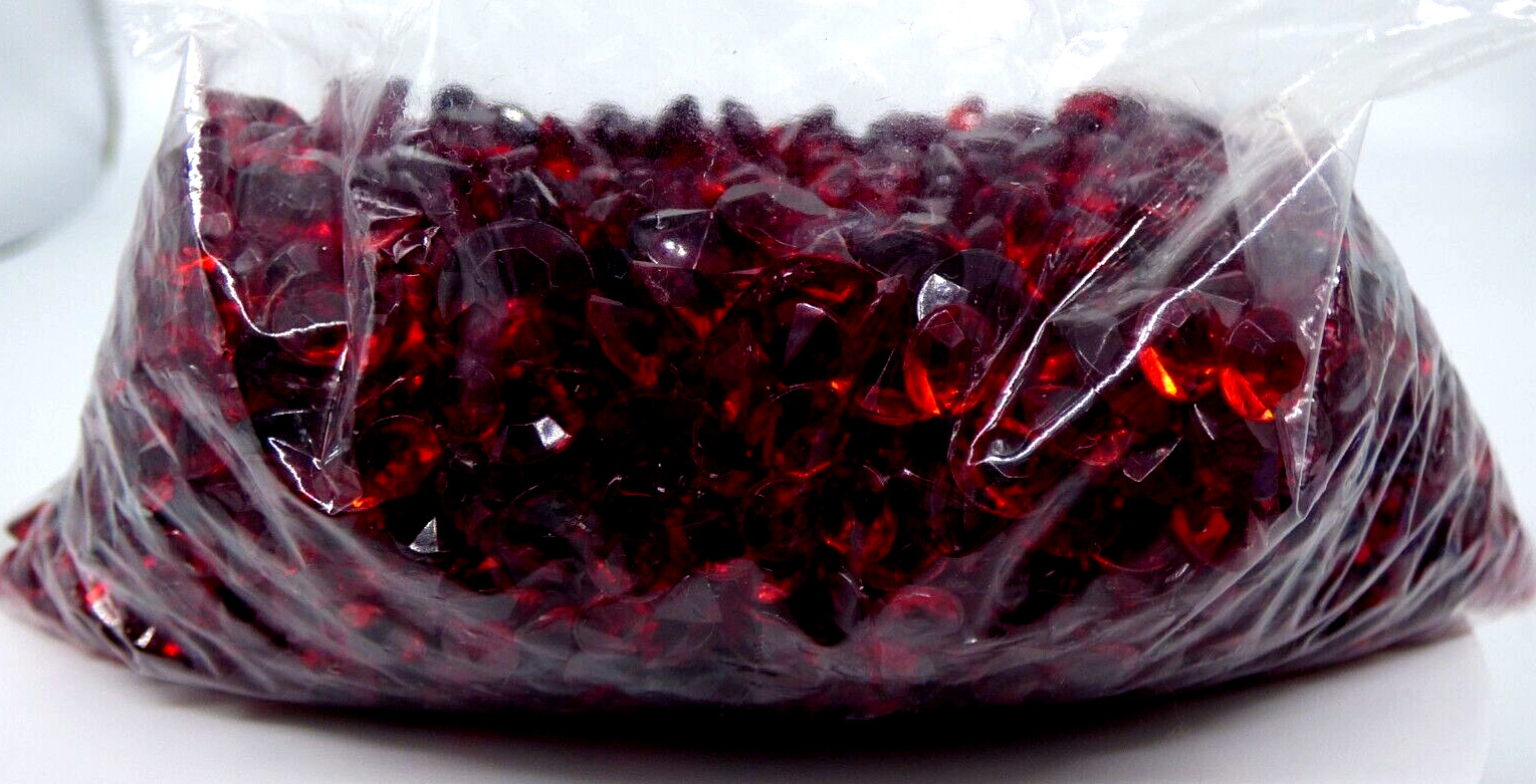 Red Rhinestone Chaton Lot About 2000 Faceted Pointed Back Acrylic 3 Sizes Crafts