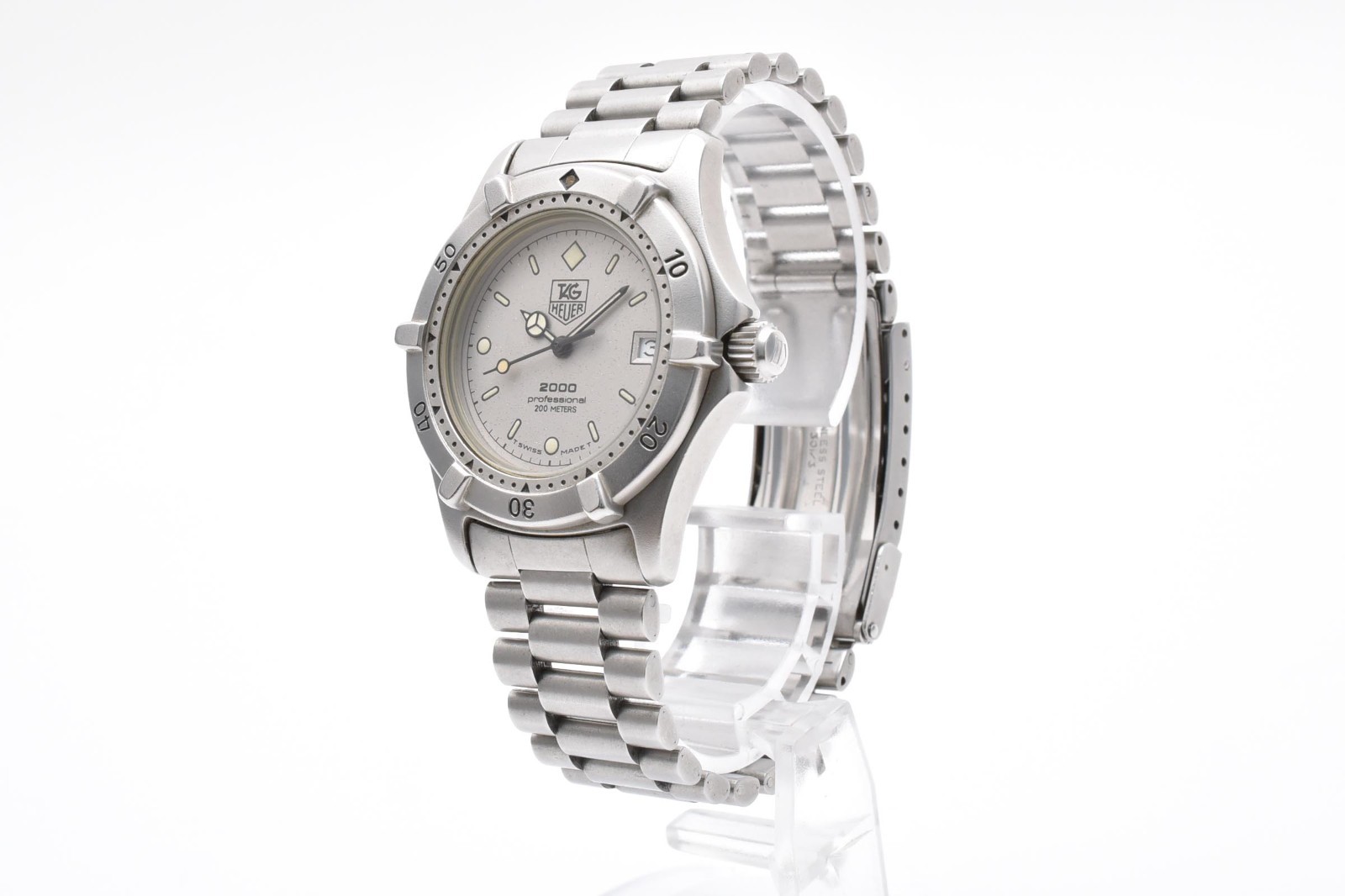 TAG Heuer 2000 962.213R White Dial Cream Patina 200M Diver 34mm Mens Watch