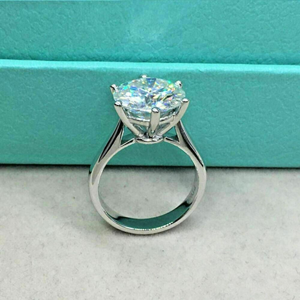 4.54 Ct Round Cut Moissanite Solitaire Engagement Ring In 14k White Gold Plated