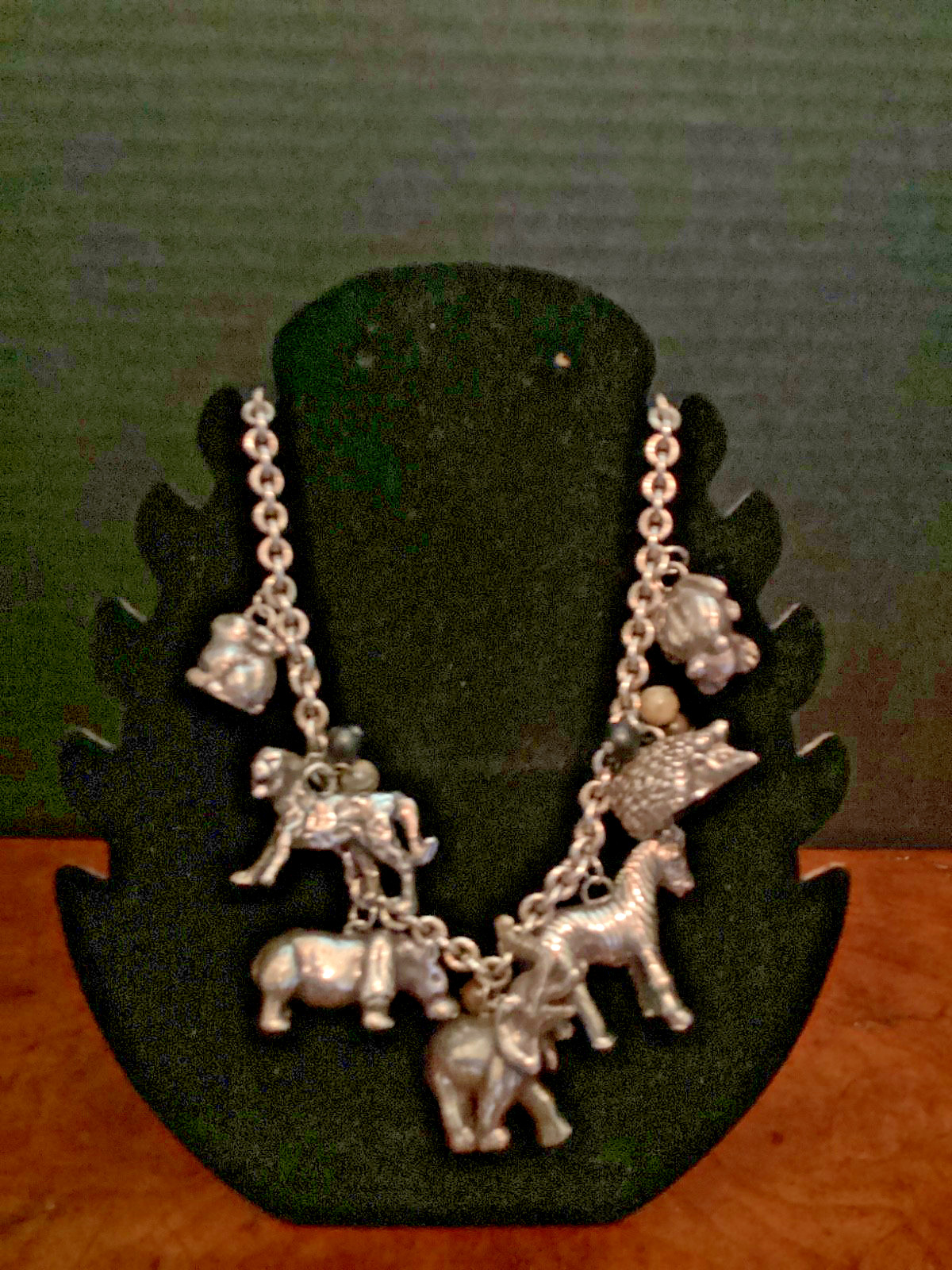 Susan Cummings Endangered Species African Animal Charm Necklace 19″ Sterling