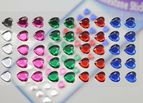 Stick On Rhinestones Plastic Face Gems Body Jewels Cards For DIY Craft & Parties