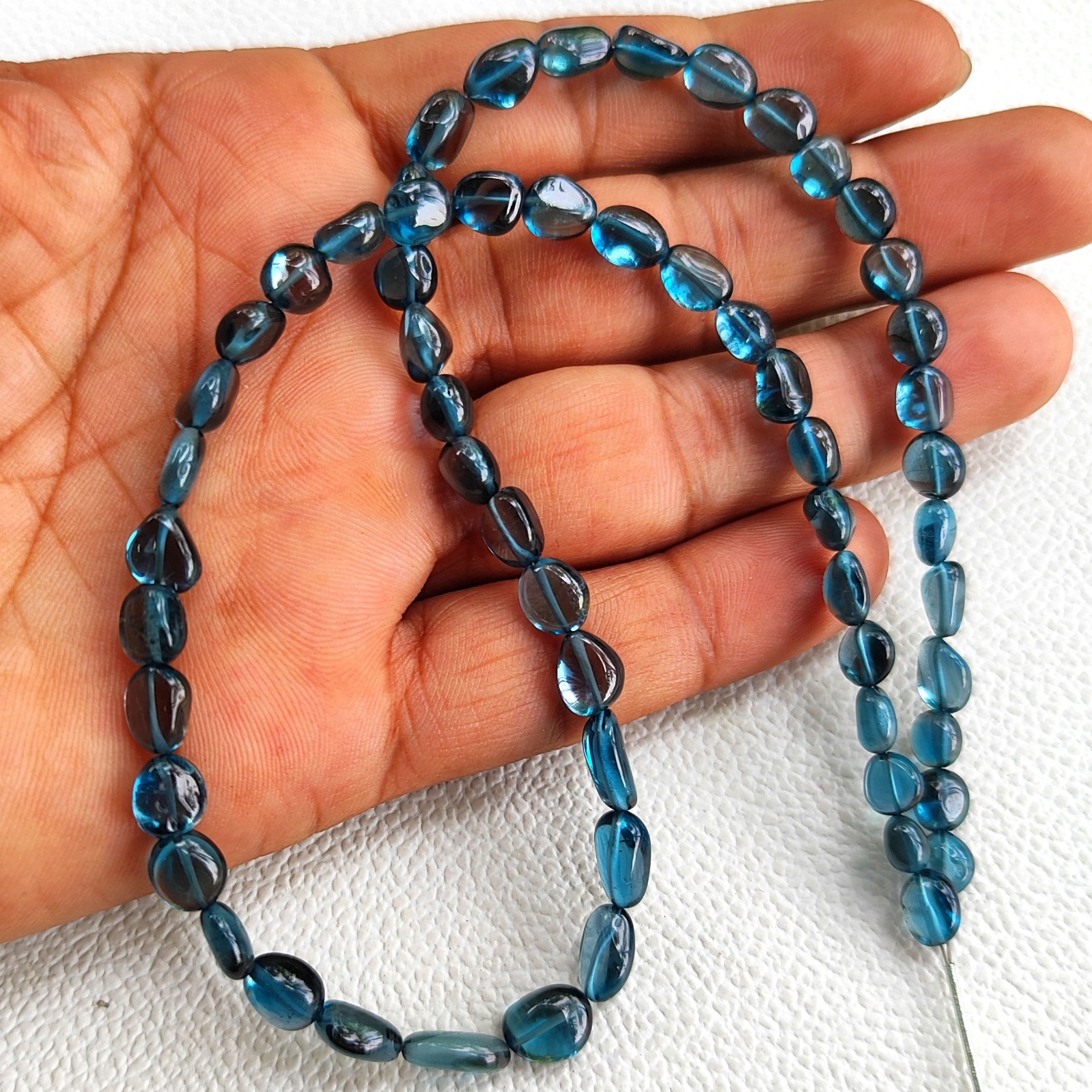 Genuine London Blue Topaz Smooth Nugget Beads 6-8mm 15″ Jewelry Making Strand