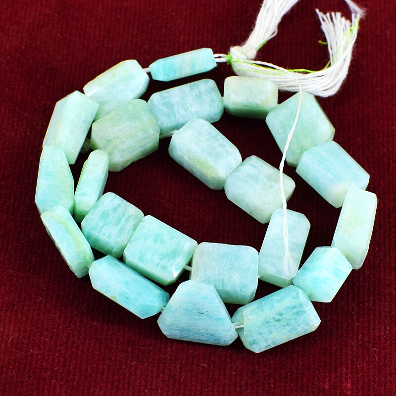 100.00 Cts / 10 Inches Earth Mined Drilled Amazonite Untreated Beads Strand