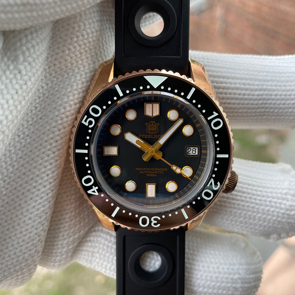 STEELDIVE SD1968S Mens Bronze 44mm 300M Automatic Dive Watch NH35 Sapphire Steel