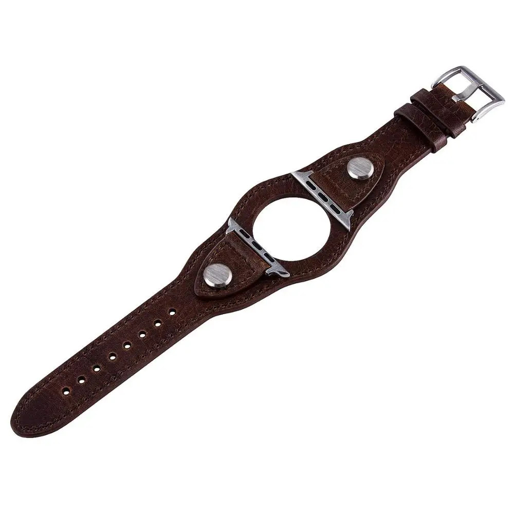 Cuff Leather Watch Band Bracelet for Smart watch iWatch Series Ultra 38-49mm