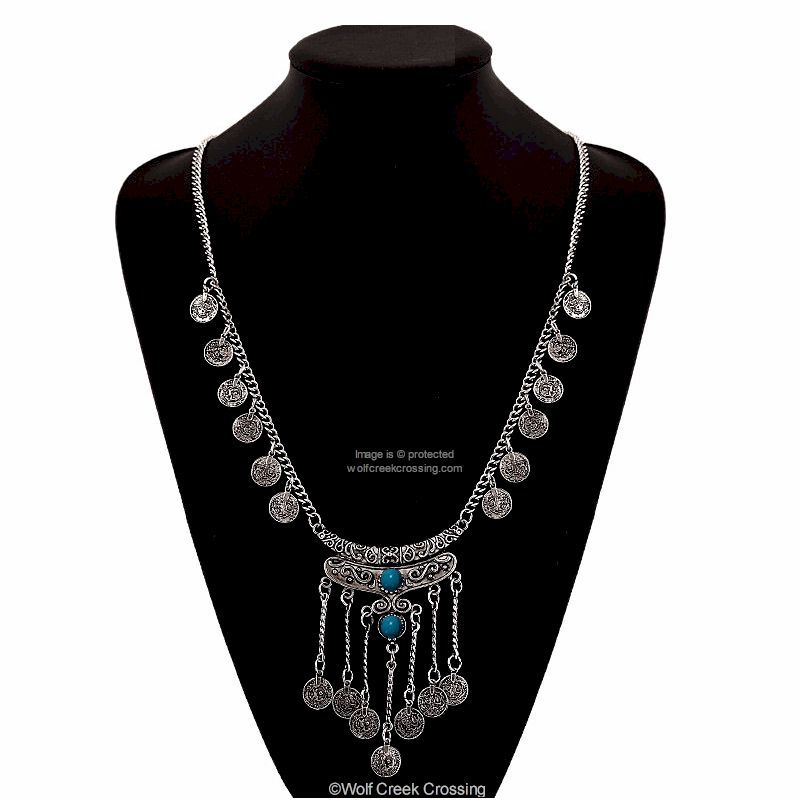 TURQUOISE STONES GYPSY SOUL – BEACH ETHNIC TRIBAL NECKLACE JEWELRY – FREE SHIP’