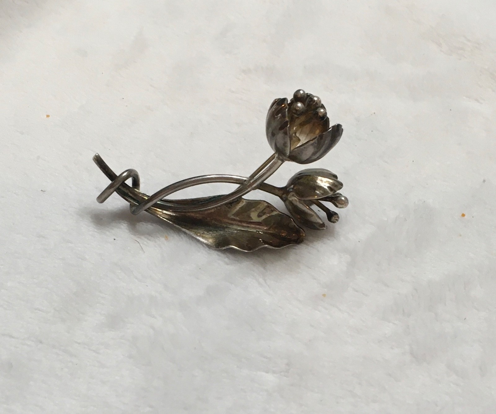 VTG Sterling Silver Flower Sculptured Artisan Brooch Pin SS-J-26