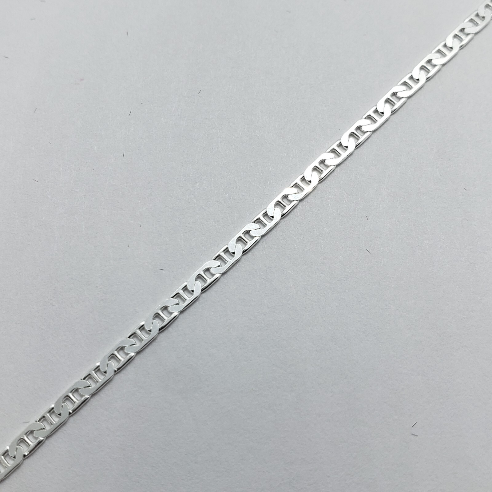 925 Sterling Silver Anklet Anchor Chain Flat Mariner Link Bracelet 2.1mm 9″-10″