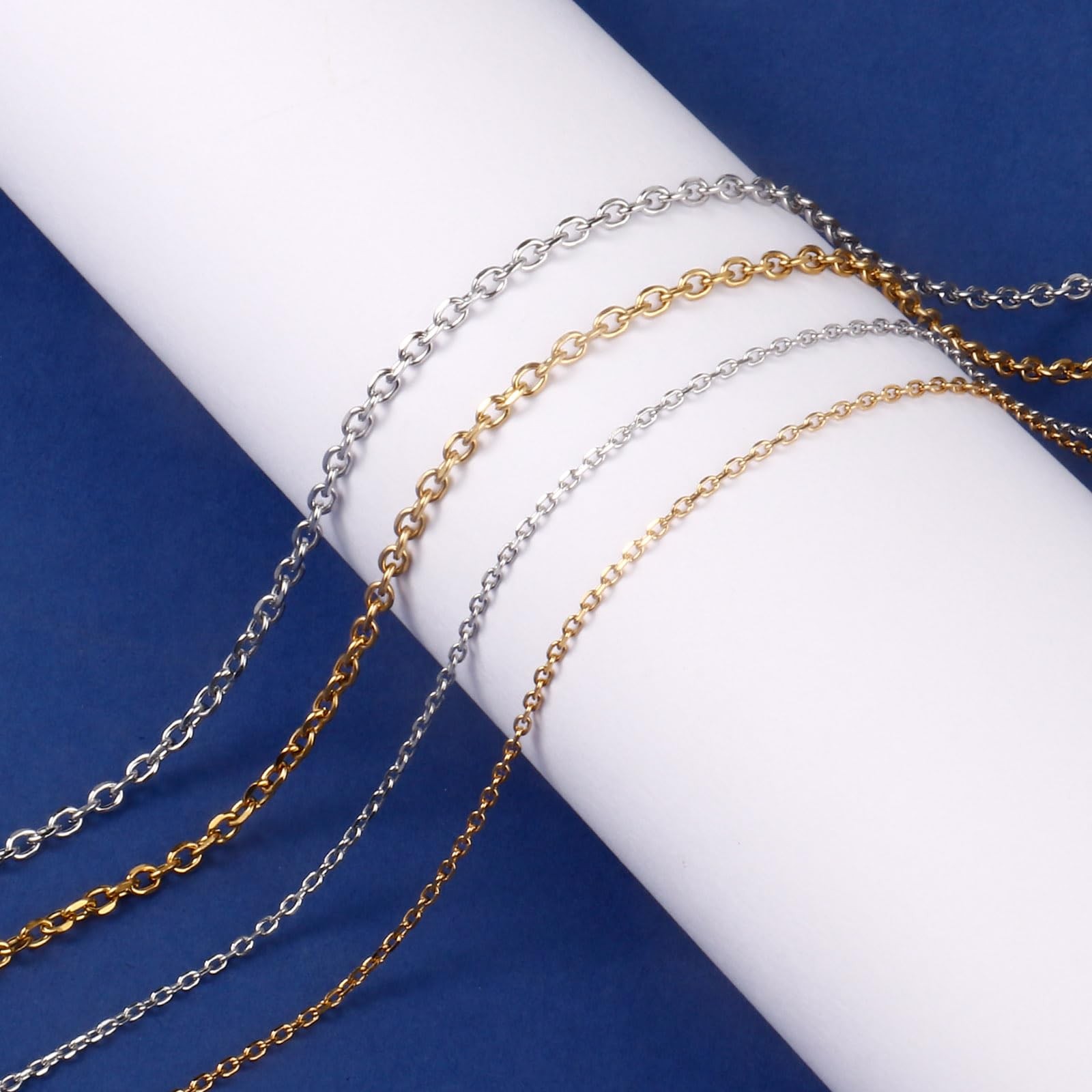 [66 FT] Stainless Steel Rolo Cable Chains Bulk for Jewelry Making, 2mm 304 St…