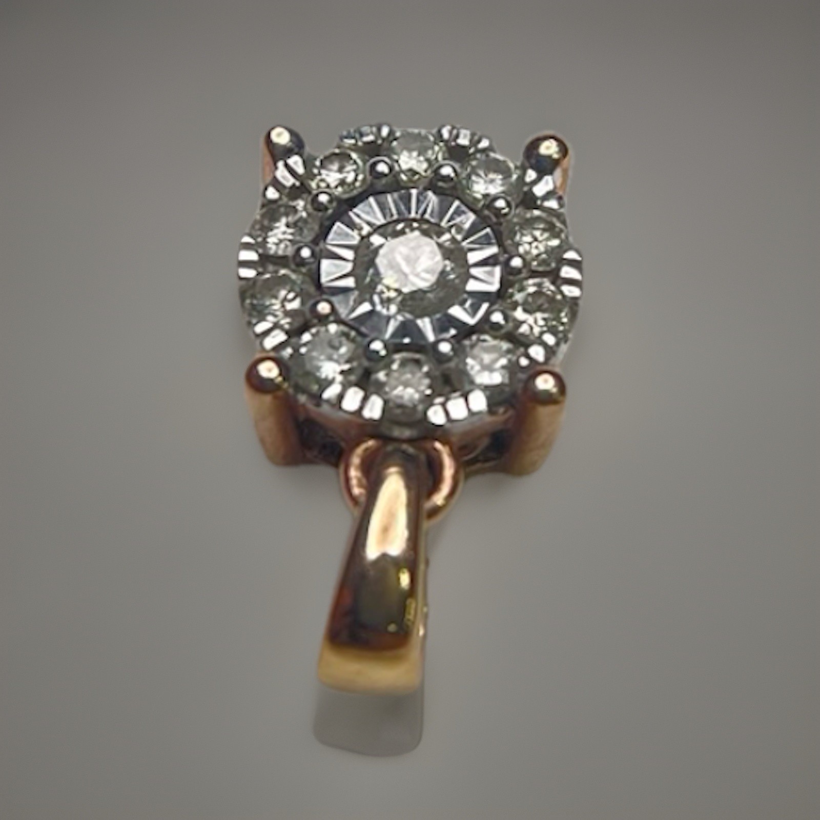 14K Rose Gold Round Dia Charm Pendant – 0.27ctw 0.20 Outer / 0.07 Center 1.6g
