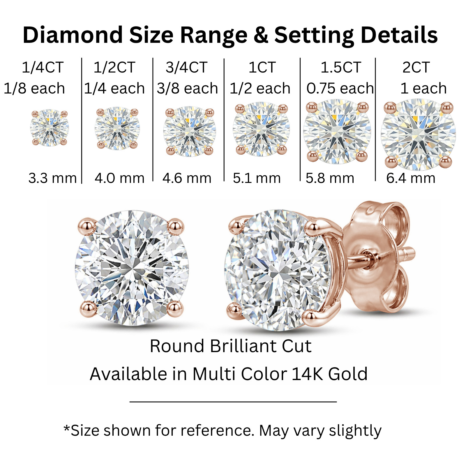 Diamonair 0.75 CTW Lab Grown Diamond Round Stud Earrings 14K Rose Gold