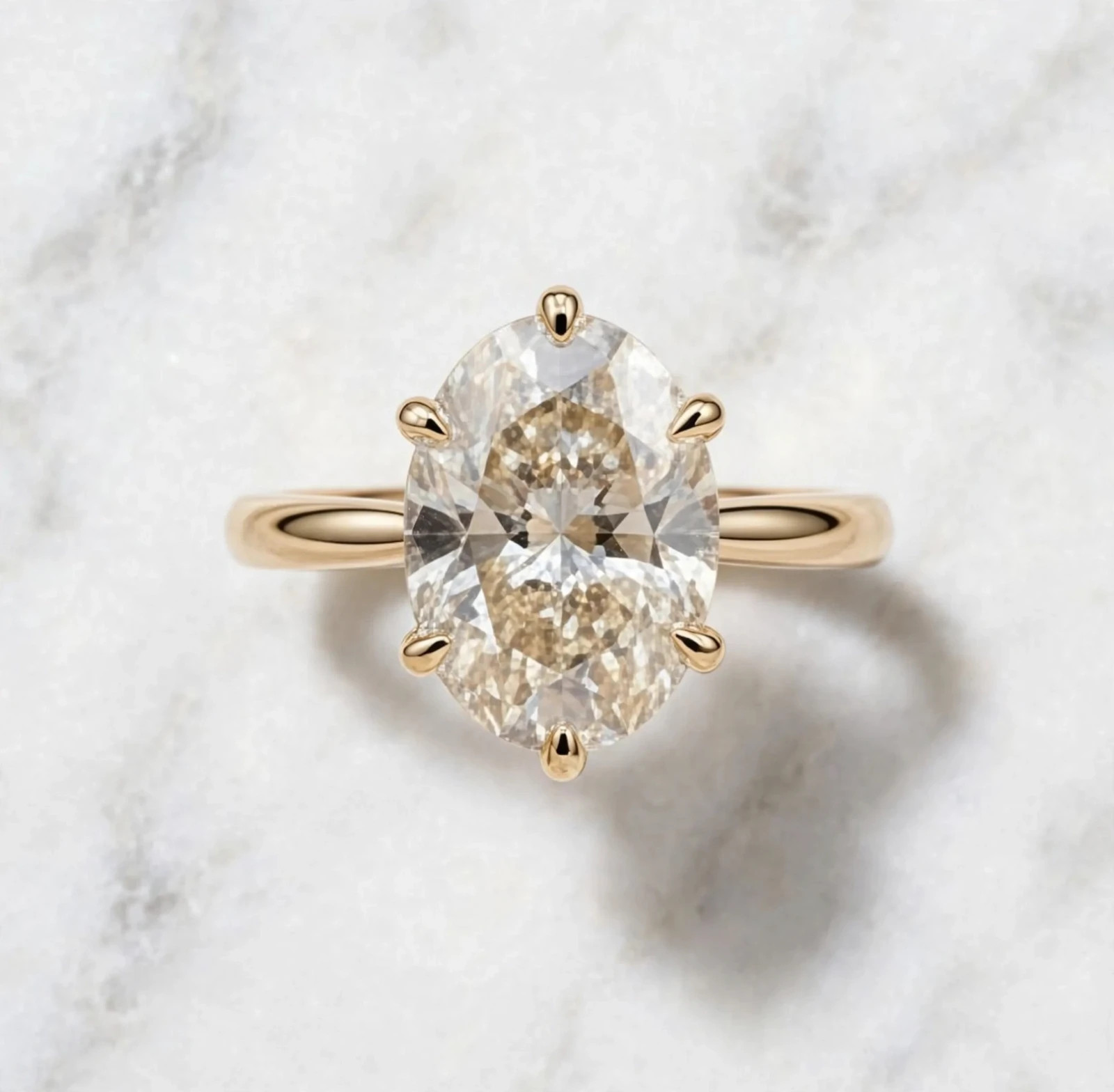 2.0Ct oval Cut moissanite Six prong Solitaire Engagement Ring 14k gold Plated