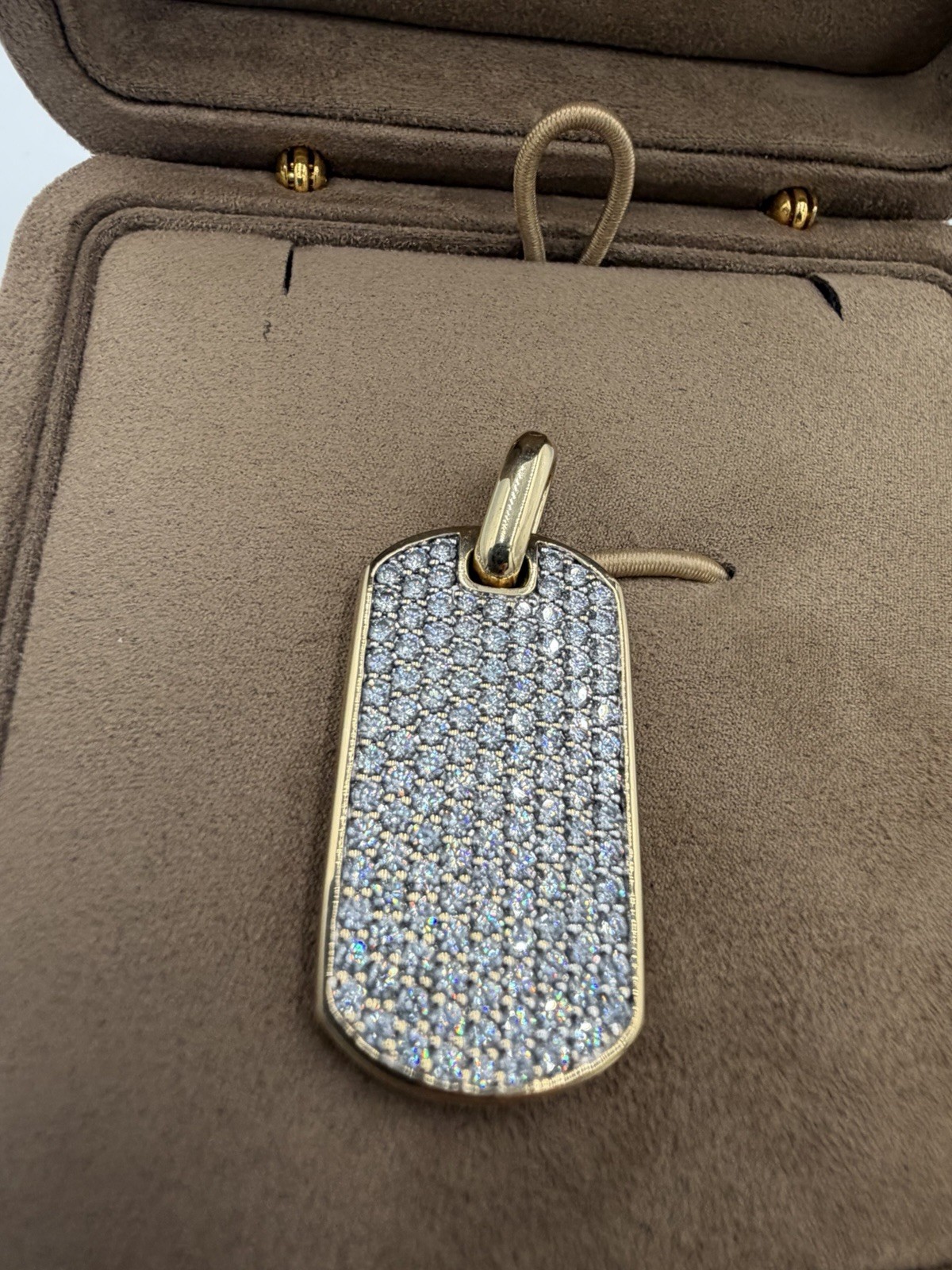 David Yurman Chevron Tag in 18K Yellow Gold with Diamonds 35mm