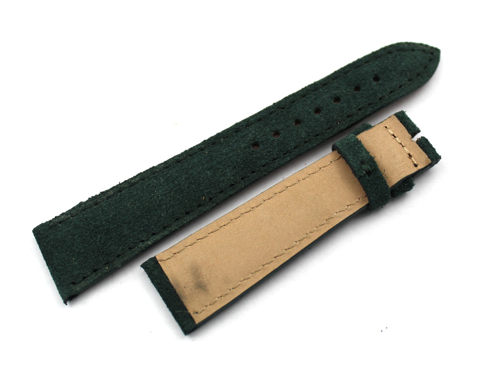 Watch Band Genuine Leather Suede Dark Green Handmade Casual Various Sizes