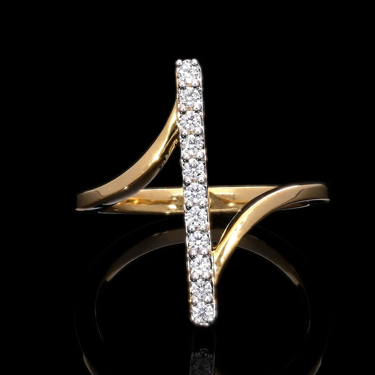 2.20 Ct Certified Treated Off White Diamond Solitaire Bar Ring In 925 Silver