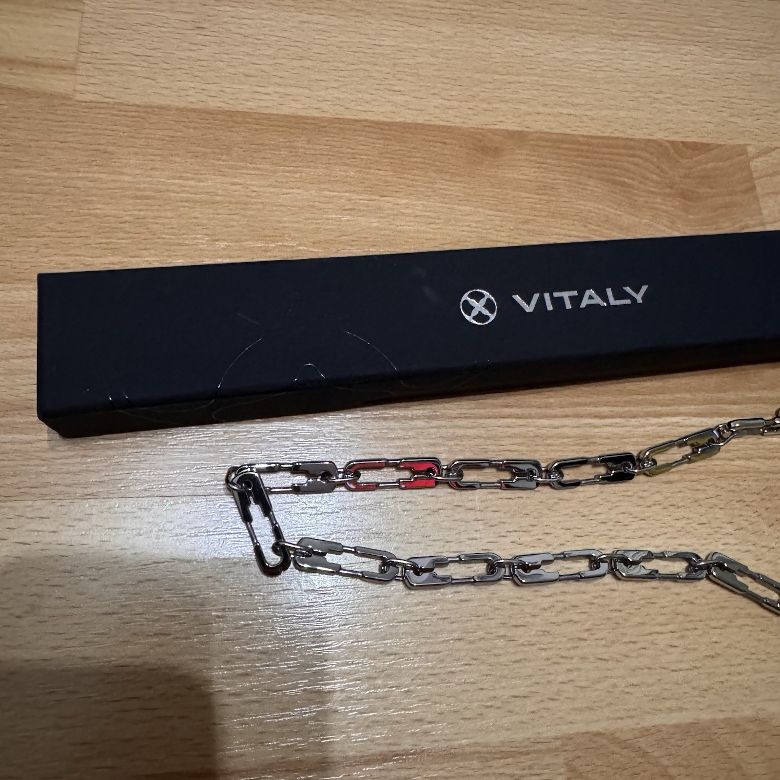 NEW! VITALY Pin Design Necklace 46cm Chrome Silver Punk Costume Goth