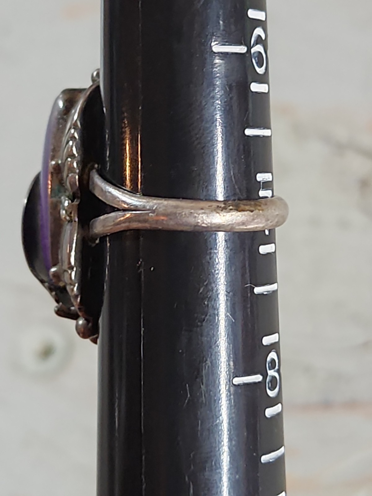 Navajo Sterling Silver Sugilite Ring Signed Nakai Size 7 Vintage Antique Estate
