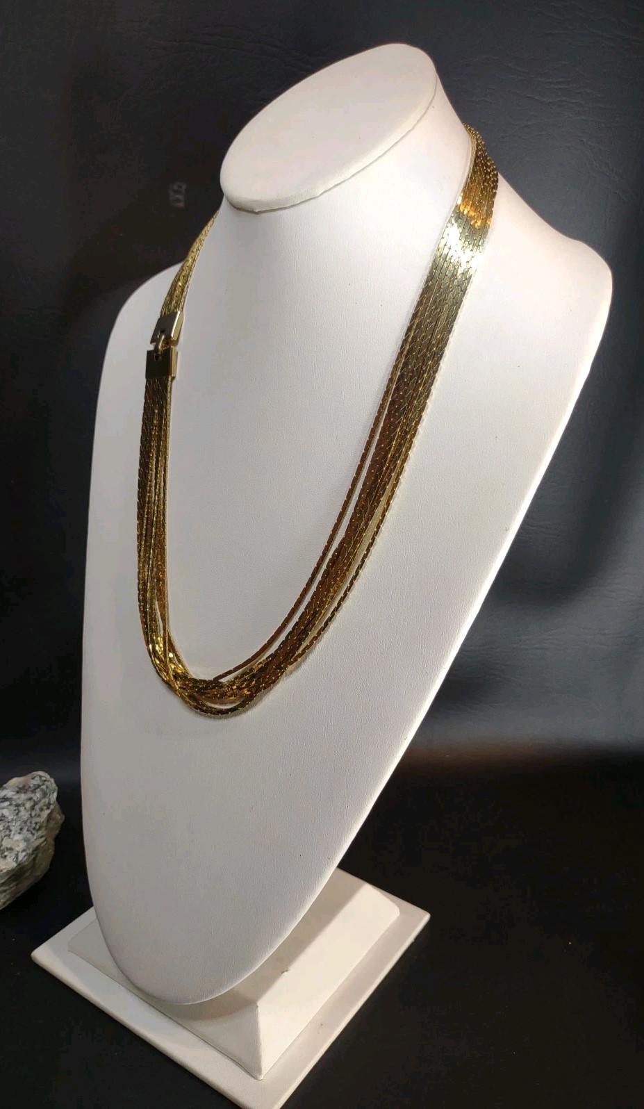 Vgt Necklace Multi Strand Herringbon Strand Liquid Woven Snake Chain Retro 24″ L