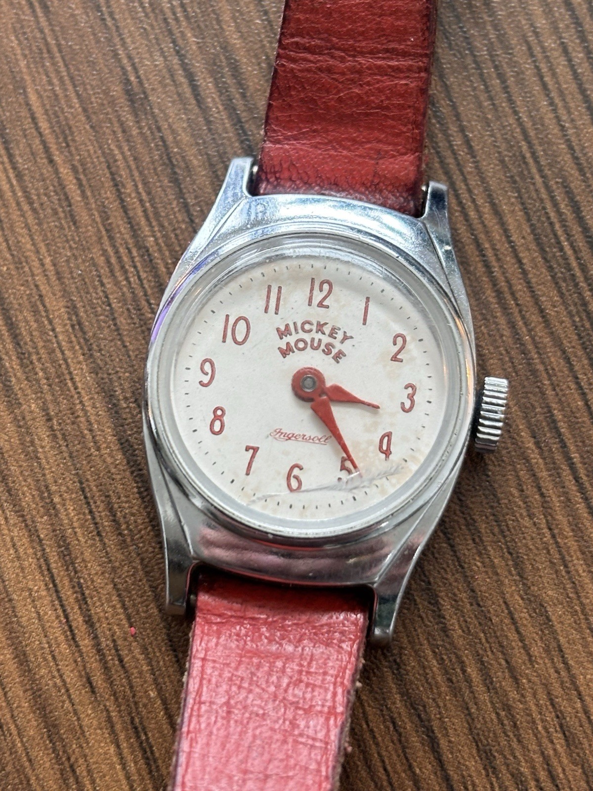 DISNEY Vintage Mickey Mouse Watch Lot (3) Ingersoll Mechanical Lorus Quartz Red