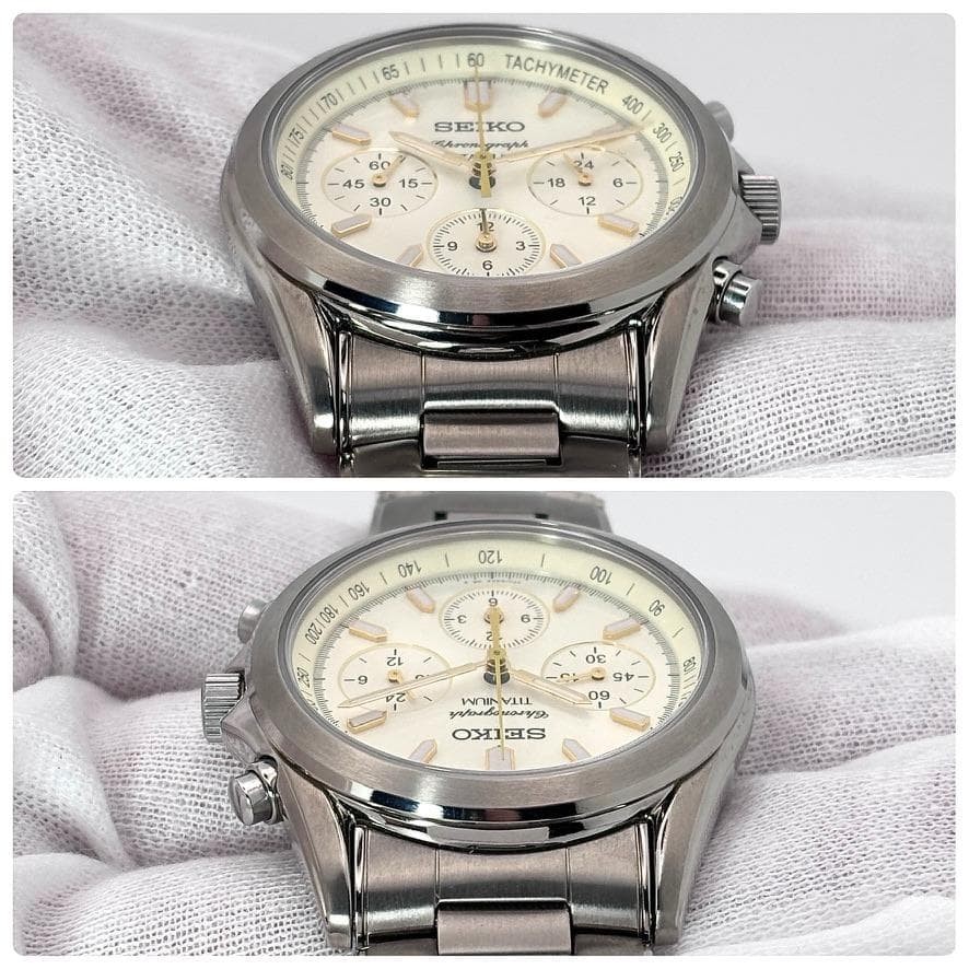 functioning Seiko chronograph 7T11 0AH0 titanium wristwatch