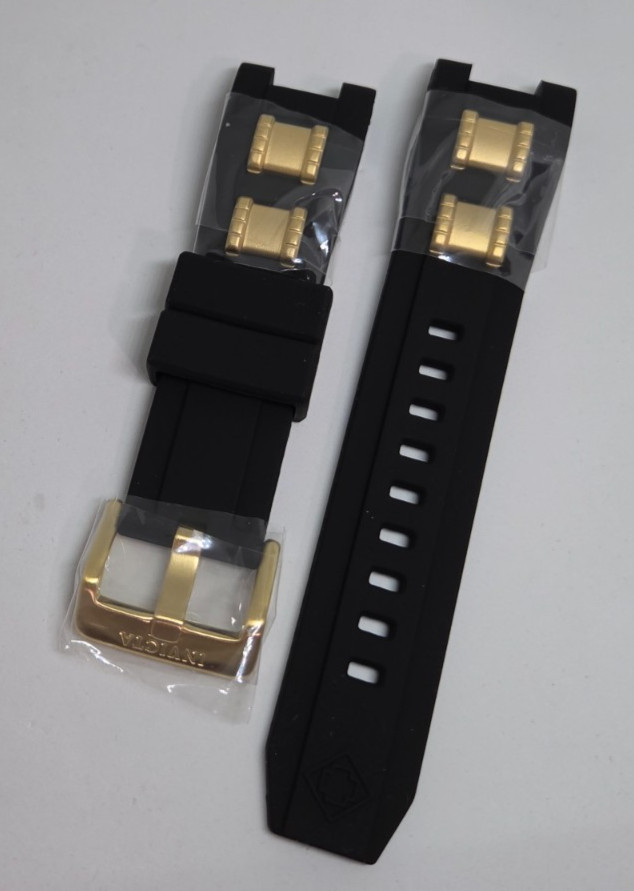 Invicta Subaqua Noma I SAN 1 Black Rubber Strap with Yellow Gold Inserts