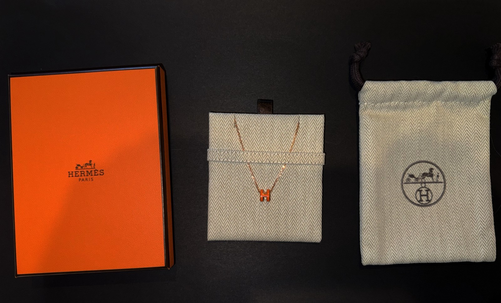 100% Authentic Brand New Hermes Mini Pop H Pendant Blanc in Hermes Orange!