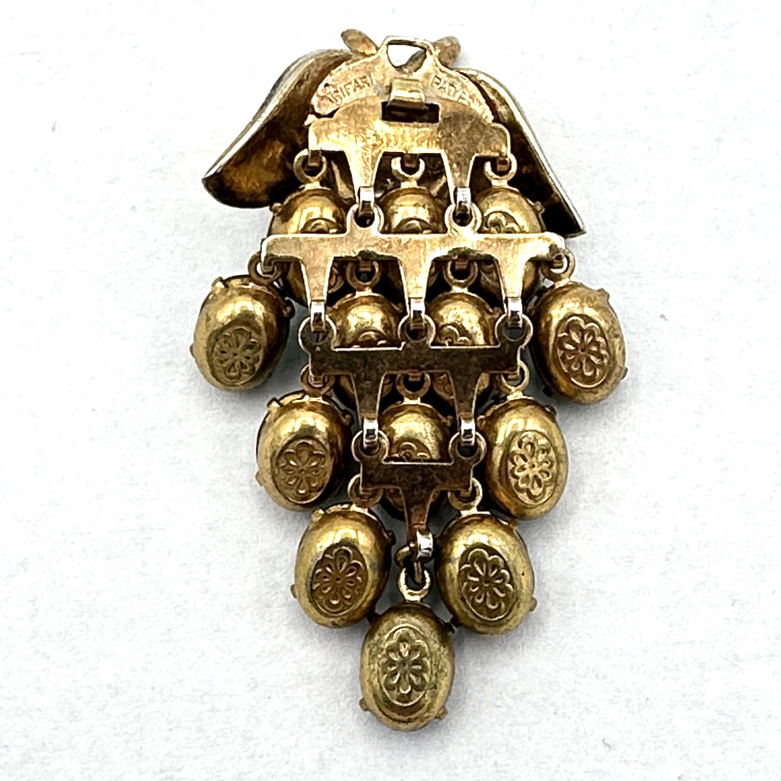 CROWN TRIFARI waterfall pendant – vintage Alfred Philippe green rhinestone grape