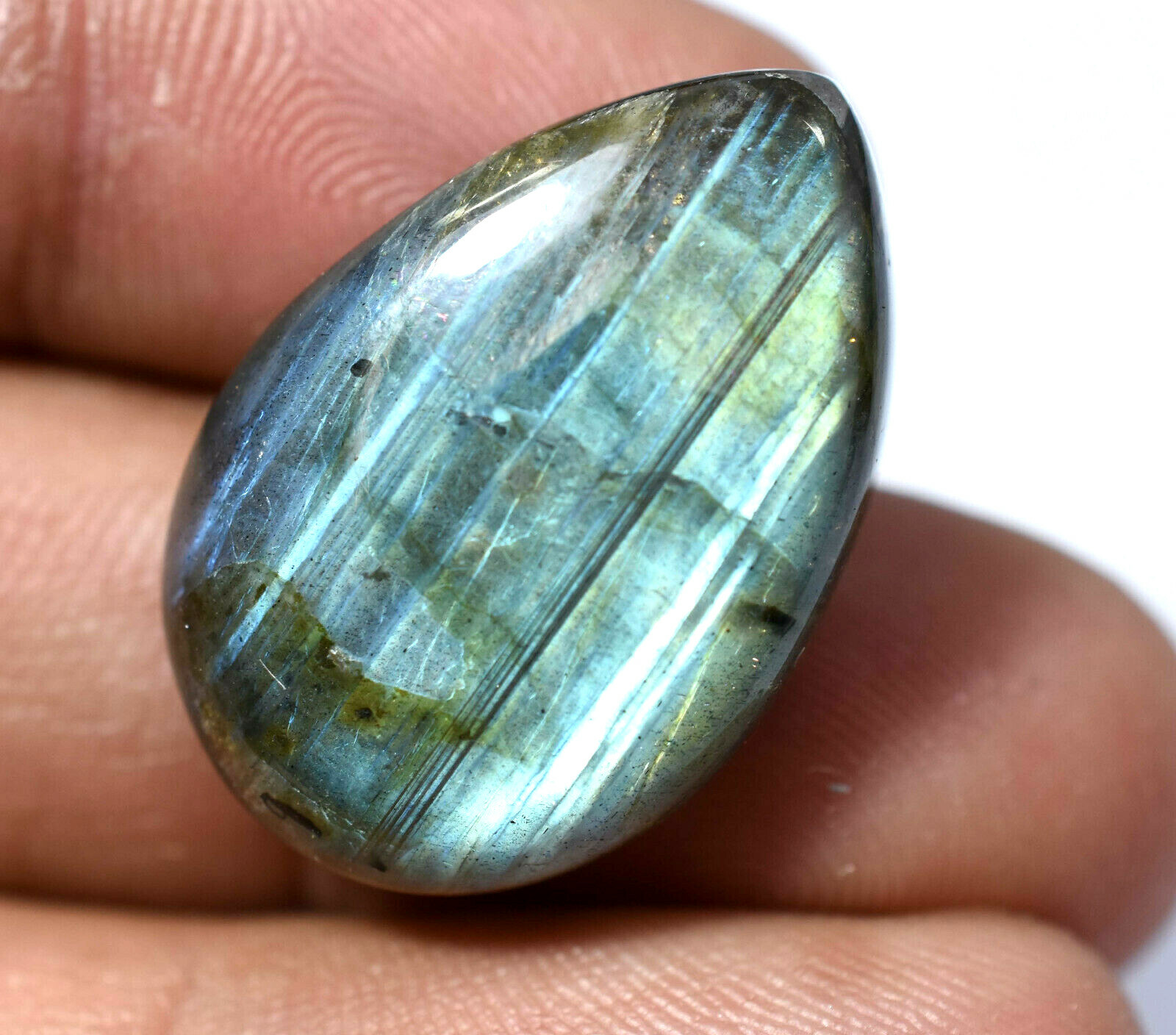 27.65 Ct Natural Labradorite GGL Certified Radiant Cabochon Gemstone