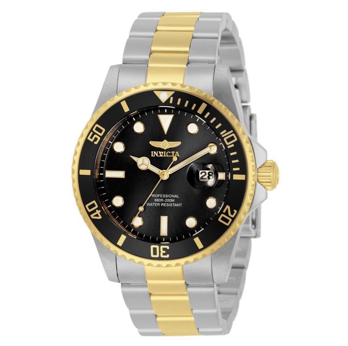 Invicta Pro Diver 33269 Men’s 42mm Quartz Two Tone Black Dial Watch New