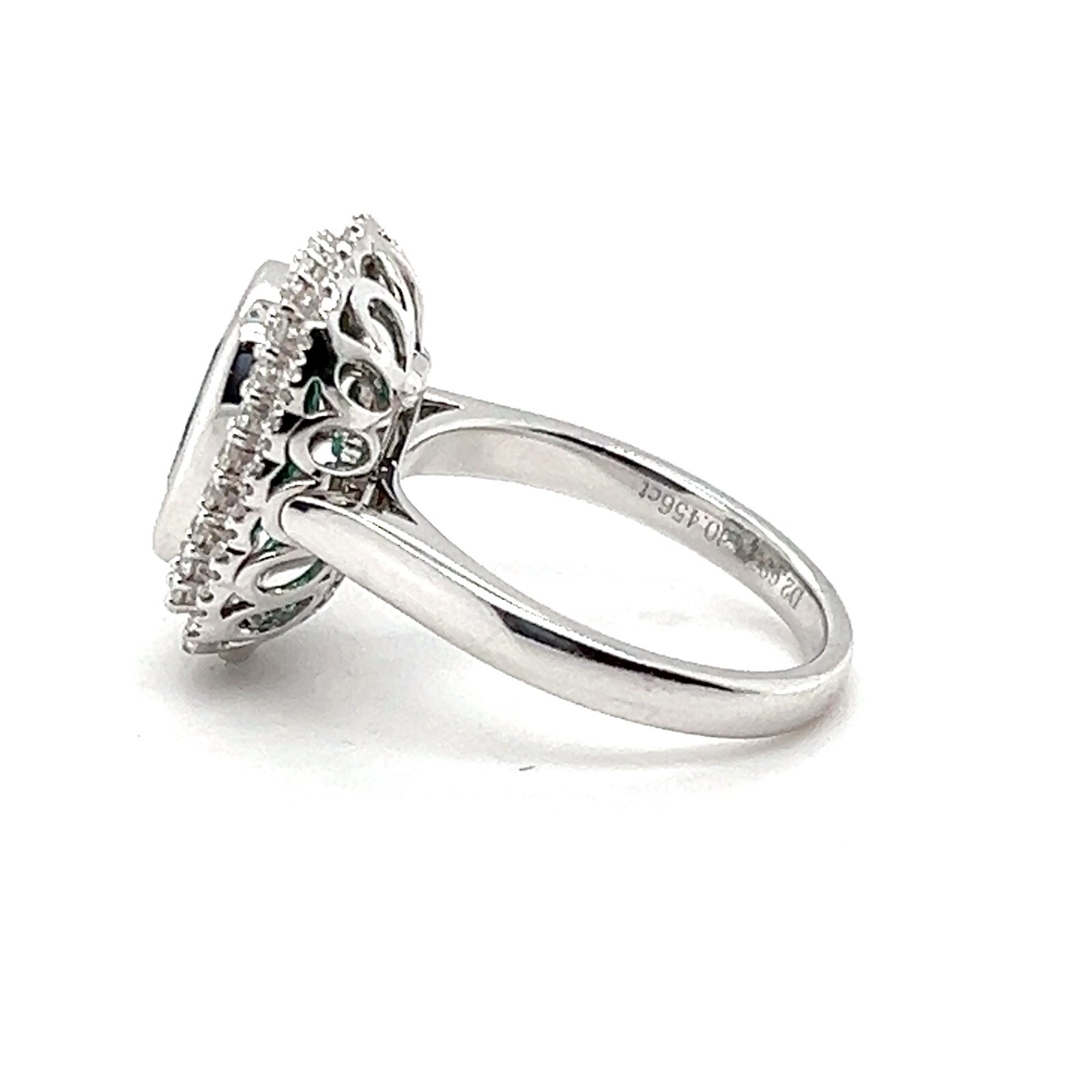 18ct White Gold Diamond Emerald Ring with Valuation Certificate