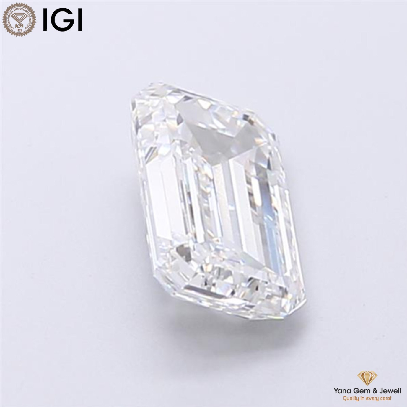 IGI Certified CVD Lab Grown Diamond Emerald Cut 2.00 Carat VVS1 Clarity D Color